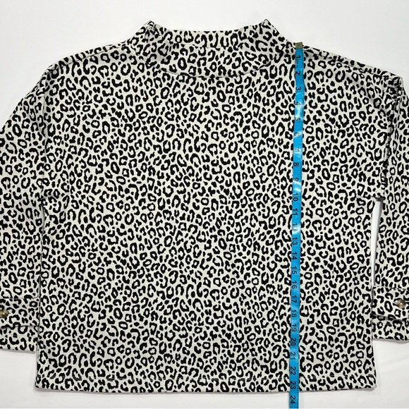 Ann Taylor Leopard Print Long Sleeve Mock Neck Top - black/white, L - Picture 9 of 11
